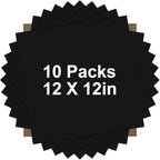 HTVRONT Black HTV Heat Transfer Vinyl Bundle: 10 Pack 12"x12" Iron on Vinyl for T-Shirt (1 PTFE Sheet Included), PU HTV Vinyl Easy to Cut & Weed for Heat Design