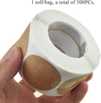 HAHIYO 1.5-Inch 500Pcs Natural Brown Kraft Round Label - Blank Adhesive Sticker to Write On for Jar, Canning, Price Tag, Store Organizing