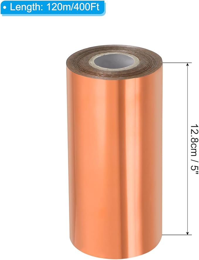 PATIKIL 5"x400Ft Hot Stamping Foil Paper, Heat Transfer Hot Stamping Paper Foil Roll for Leather DIY Logo Decor Craft Gift Package Scrapbook Card, Rose Gold