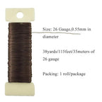 HAHIYO 26Gauge Coffee Color Metal Floral Wire - 1 Roll, 38 Yards (115 Feet) - Flexible Paddle Wire for Craft, Christmas Wreath, Flower Arrangement, Bouquet Wrapping, Wedding, DIY