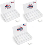 3PACK Embroidery Floss Organizer Box with 50 Cardboard Bobbins - 17 Compartments Clear embroidery thread and Beads organizer box, Snap-Tight Clear Sewing Organizer - Jewelry Bead Holder (Made in USA)