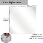 Transparent Blank Mylar Stencil Sheets for Cutting, 24" x 24" 10 mil/0.25mm Thick 5 Sheets.Gift, Acetate Template Material, Craft Plastic Sheets (24×24” /10 mil)