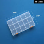 BangQiao 4 Pack 15 Grids Clear Plastic Storage Box with Dividers, Transparent Organizer Container Case for Small Parts, Bead, Button, Jewelry, Diamond, Craft Supplies,Sewing Kit, DIY Accessories