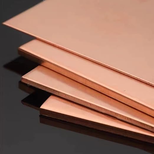 4 Pcs 99.9% Pure Copper Sheet, 10" x 2.5", 24 Gauge(0.5mm) Thickness, Double Sided Film Attached Copper Sheets Metal Plates for Crafting, Modelers, Jewelry, Repairs, Electrical