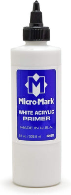 Micro-Mark White Acrylic Primer, 8oz - Made in USA Acrylic Surface Primer for Models, Miniatures, and Crafts