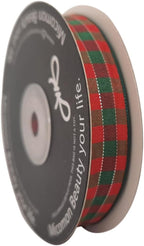 Micomon Christmas Ribbon Gingham Checkered Ribbon 25 Yards Plaid Ribbon for Christmas Crafts, Gift Wrapping(5/8",RedGreenSilver)