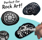 4 Acrylic Metallic Silver Paint Pen (Dual Tip) - Fine Tip & Medium, Acrylic Paint Markers - Silver Metallic Marker for Rock Painting, Canvas, Wood, Glass, Fabric, Metal and Plastic - Water-based Ink