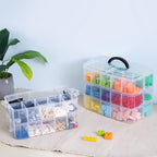 Sooyee 6-Tier Stackable Craft Organizers and Storage Box with 60 Compartments,Plastic for Toys,Dolls, Arts and Craft, Fuse Beads, Washi Tape, Rock Collection, Ribbons,Clear
