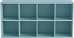 8-Cube Storage Shelf Bookcase - Wooden 4-Tier Floor Standing Open Bookshelf, Modern TV Stand up to 55 Inchs for Home and Office, Light Blue