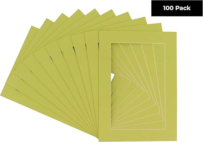 6x8 Mat for 8x10 Frame - Precut Mat Board Acid-Free Show Kit with Backing Board, and Clear Bags Pistachio Green 6x8 Photo Matte Made to Fit a 8x10 Picture Frame Matboard for Framing, Pack of 100 Mats