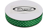 Polka Dot Grosgrain Ribbon 25 Yard Each Roll 100% Polyester (5/8", Green)