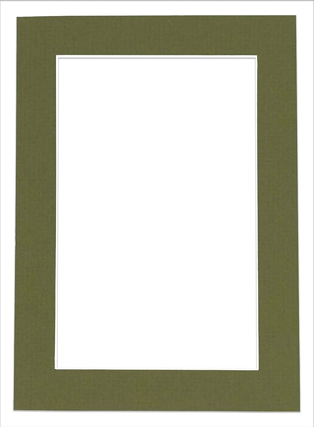 8.5x11 Mat Bevel Cut for 7x9 Photos - Acid Free Dill Green Precut Matboard With Backing Board and Crystal Clear, Self Seal Photo Mat Bag - For Pictures, Photos, Framing - 4-ply Thickness