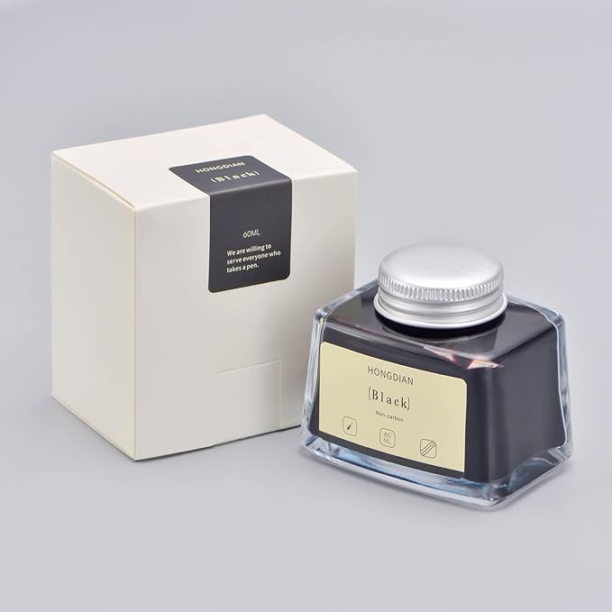 Asvine Hongdian Fountain Pen Bottled Ink Black, 60ml Fountain Pen Bottled Ink, Non Carbon