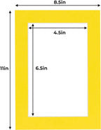 5x7 Mat for 8.5x11 Frame - Precut Mat Board Acid-Free Show Kit with Backing Board, and Clear Bags Yellow 5x7 Photo Matte Made to Fit a 8.5x11 Picture Frame Matboard for Framing, Pack of 25 Mats