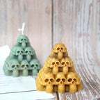 Halloween Skull Head Pyramid Candle Silicone Mold, DIY 3D Carved Skeleton Candle Making Wax Mould Gypsum Ornament Resin Soap Chocolate Mold Home Decor