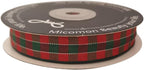 Micomon Christmas Ribbon Gingham Checkered Ribbon 25 Yards Plaid Ribbon for Christmas Crafts, Gift Wrapping(5/8",RedGreenSilver)