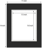 Golden State Art, 11x14 Double Mats for 8x10 - for Photos, Pictures, Frames - Acid-Free, 5 Pack, Black Over Silver