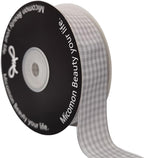 Gingham Ribbon - 25 Yards Each Roll, 100% Polyester (1", Gray Gingham)