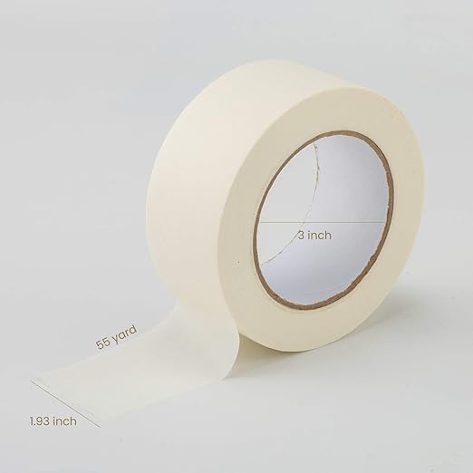 Lichamp Wide Masking Tape 2 inches, 1pc General Purpose Beige Masking Tape White Masking Paper, 1.95 inches x 55 Yards (Pack of 2)