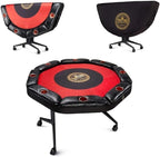 Triton Foldable Poker Table with 8 Chairs - Premium Soft-Padded Armrest, Individual Cup Holders, Portable Mat- Crafted with Durable Materials, Long-Lasting Poker Table for 8 Players