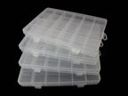 4packs Plastic Organizer Box 24 Grids Clear Storage Container Jewelry Box with Fixed Dividers for Beads Art DIY Crafts Jewelry Fishing Tackles (4pcs 24 Grids Box)