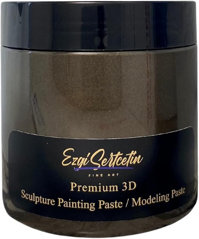 3D Sculpture Painting Paste|Texture Paste|Decorative Plaster|Ready to Use|Unique Metallic Pearl and Neon Colors|Ideal for Artwork|Stencil|Flowers|Texture and Art Relief|6 oz (Café Noir Brown)