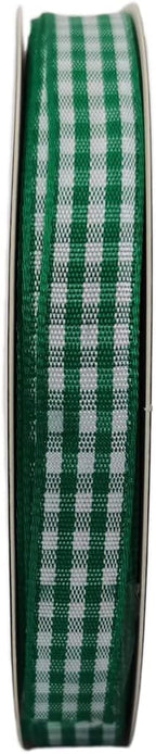 Green Gingham Plaid Checked Christmas Ribbon 25 Yard Each Roll 100% Polyester (3/8", Green)