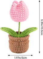 Tulip Pin Cushion, Handmade Knitted Pincushions, Cute Pin Cushions Needle Holders for Sewing Quilting Accessory, DIY Crafts or Patchwork Decor.Flowerpot Design Pink Tulip