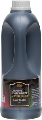 Creative Inspirations Acrylic Paint - Lamp Black - 1.8 Liter - Smooth & Creamy Consistency, Vibrant Pigmentation, Great Coverage for Artists - Clean Up with Soap & Water