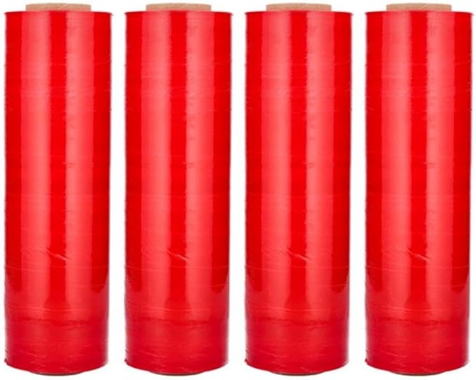 PSBM Red Stretch Wrap, 15 Inch x 1476 Feet, 8 Pack, Tinted Pre-Stretched Shrink Wrap Film for Moving, Packaging, Pallet Wrapping