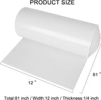 Neoprene Sponge Rubber Foam Sheets with Adhesive Backing, 12" x 81" x 1/4" White Foam Roll Insulation Board Soundproof Neoprene Mat, Great for Cosplay Padding, DIY, Gaskets, Costume, Crafts