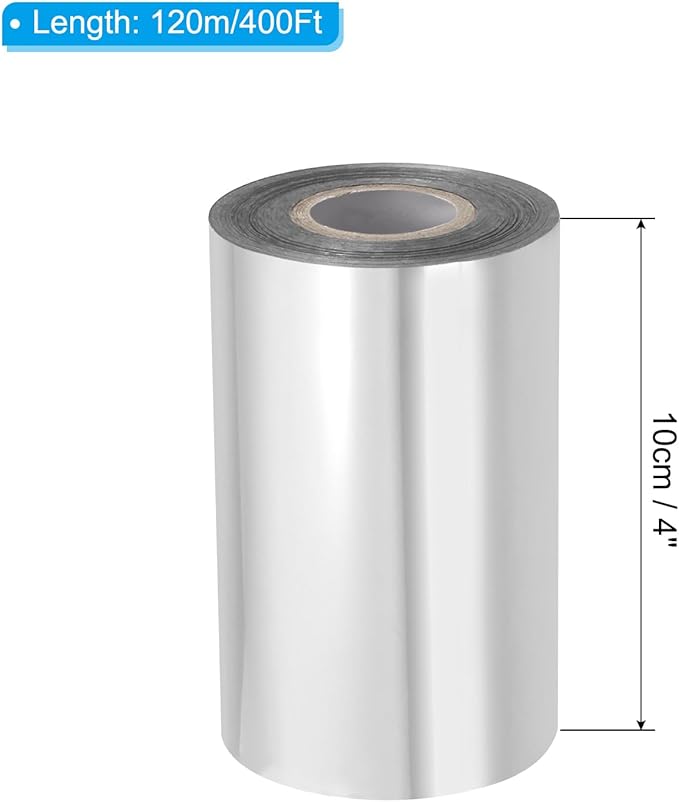 PATIKIL 4"x400Ft Hot Stamping Foil Paper, Heat Transfer Hot Stamping Paper Foil Roll for Leather DIY Logo Decor Craft Gift Package Scrapbook Card, Light Silver