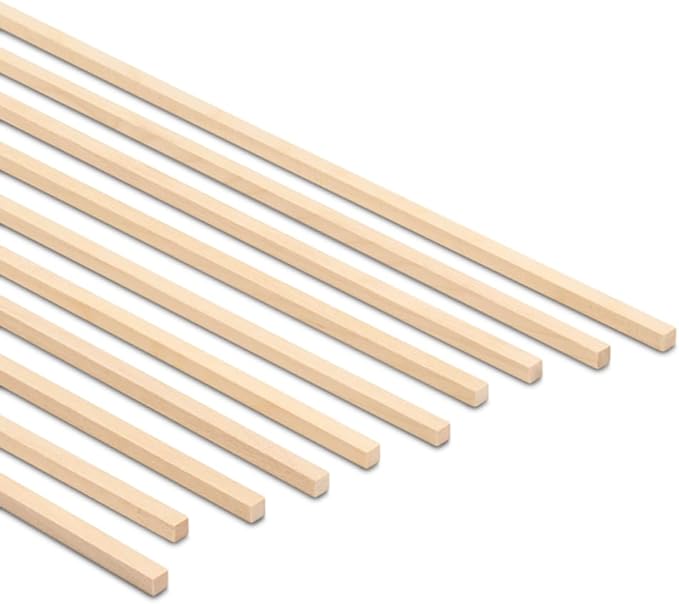 Wood Square Dowel Rods 3/16-inch x 48 Pack of 10 Wooden Craft Sticks for Crafts and Woodworking by Woodpeckers