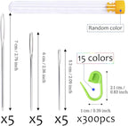 LUNARM 315 Pieces Stitch Markers for Crocheting, Stitch Locking Clip Colorful Knitting Markers Crochet Clips with 15 Pieces Big Eyes Blunt Sewing Needles (2inch/2.3inch/2.7inch)