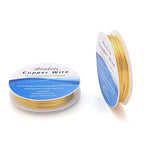 Adabele 32 Feet Premium Tarnish Resistant Round Jewelry Wire Copper Beading Wire Spool Bulk (1mm/18 Gauge) 18K Gold Plated for DIY Craft Jewelry Making BF286-10