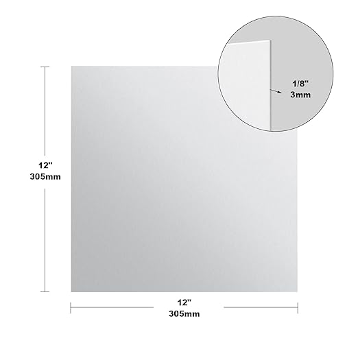 2 Pieces 6061 T651 Aluminum Sheet Metal 12 x 12 x1/8 Inch Thickness Rectangle Metal Plate, 3mm Aluminum Sheet, Plate for Crafting, Industry
