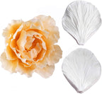 KALAIEN 5pcs Stainless Steel Peony Cutter 2pcs Fondant Silicone Mold Gumpaste Peony Sugarcraft Flower Veining Mold Veiner Petal Making Tool