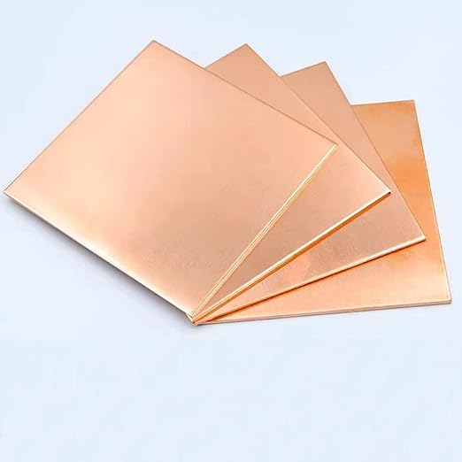 4 Pcs 99.9% Pure Copper Sheet Metal, 6" x 6", 28 Gauge(0.3mm) Thickness, Double Sided Film Attached Copper Sheets Plates for Crafting, Modelers, Jewelry, Repairs, Electrical
