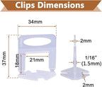 2000 PCS Tile Leveling System Clips 1/16''(1.5mm) 2000-Piece Tiles Leveler Spacers Tool for Professional Ceramic Tile and Stone Installation