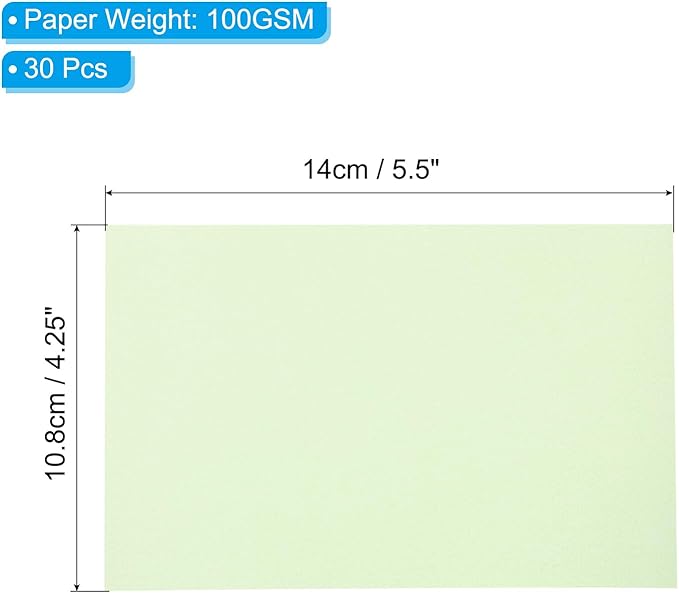 PATIKIL 30 Sheets Vellum Paper 4.25x5.5, Vellum Paper Printable Translucent Paper 100GSM Colored for Invitations Laser Inkjet Printing Card Making Crafting Wedding Tracing, Green