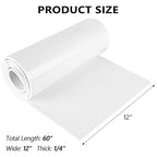 Sponge Neoprene Foam Rubber Sheet with Adhesive, 12 in x 60 in x 1/4 in Multi-Function Soundproof High Density Waterproof Rubber Mat, Perfect Cosplay Easy Cut DIY Neoprene Padding Roll - White