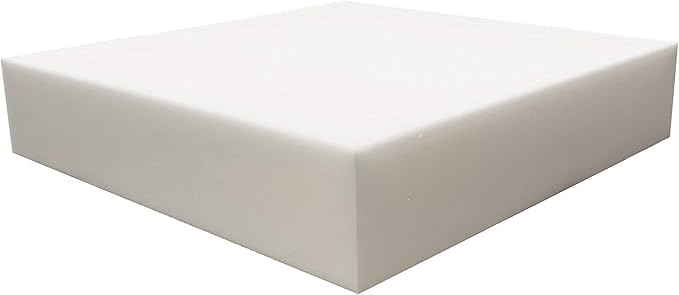 FoamRush 12" H x 24" W x 24" L Upholstery Foam Cushion High Density (Chair Cushion Square Foam for Dinning Chairs, Wheelchair Seat Cushion Replacement)