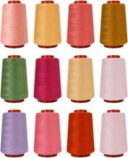 12PCS Sewing Thread Kit 30wt Spools,12 Colors,Assorted Colors Each 800 Yards of Polyester Threads for Sewing Hand and Machine,Stitching, Quilting, Serger (ZH-800YARDS-3ZH)