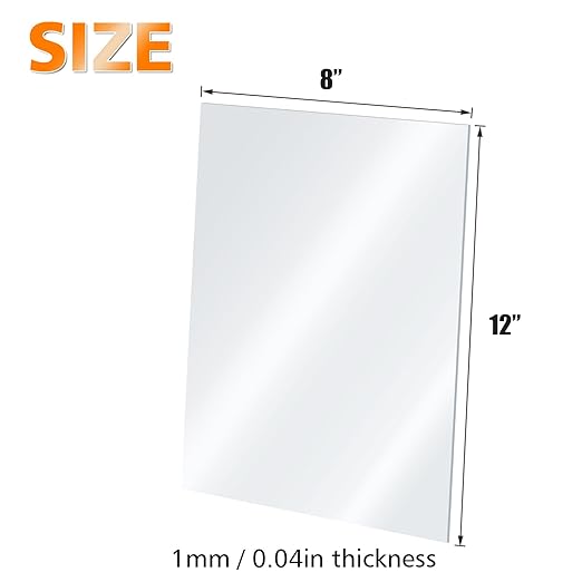 Egofine Plexiglass Sheets Acrylic Sheets 12 Pack of 8x12’’ 0.04 Thick Clear Plastic Cast Transparent Plexi Glass for Crafting Projects, Replacement Picture Frame Glass, DIY Display, Easy to Cut