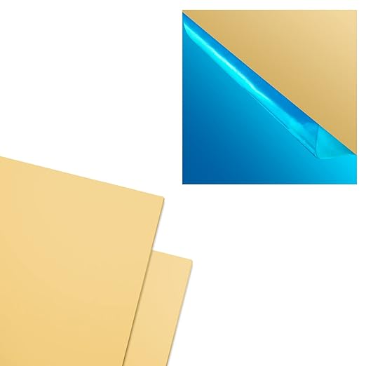 2 Pcs Brass Sheet, 6" x 6", 24 Gauge(0.5mm) Thickness, No Scratches, Film Attached Brass Plates