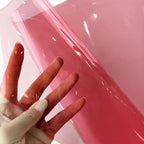HYANG Light Pink Transparent PVC Super Clear Holographic Vinyl Faux Leather Sheets 1 Roll 12" x 47" (30cm x 120cm) for DIY Bows Earrings Bags DIY Crafts Making