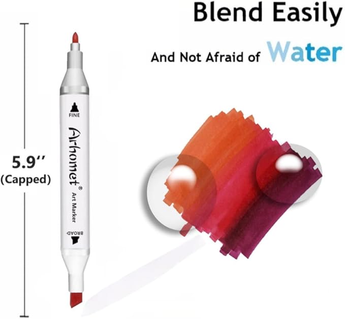 6 Colors Red Rose Flower Colors Alcohol Markers Set, Dual Tips Art Markers Drawing Sketched Double Tipped for Adults Beginner Kids (Red)