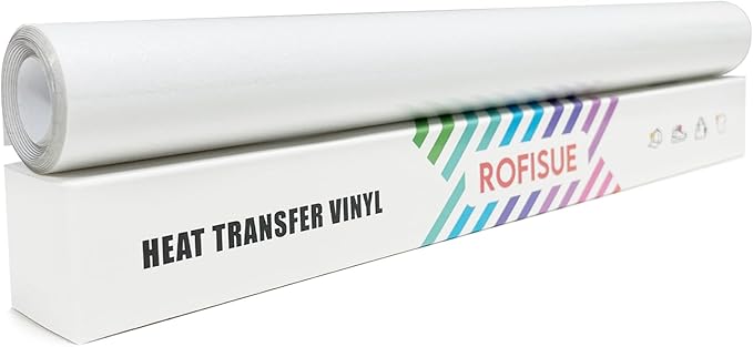 White Glitter HTV Heat Transfer Vinyl 12" x6FT Glitter Vinyl for T Shirts Easy to Cut and Weed Compatible with All Cutter Machines HTV Vinyl Iron on for Cricut (White, 12" x6FT)