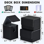ZLCA Card Deck Box for Trading Cards, MTG YuGiOh Deck Case Holds 100+ Single Sleeved Cards, PU Leather Magnetic Card Storage Box Fits for TCG CCG Magic Game Cards (Black& Gold)