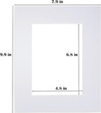 Egofine 8x10 White Picture Mats Pack of 14, Frame Mattes for 5x7 Pictures, Acid Free, 1.2mm Thickness, with Core Bevel Cut